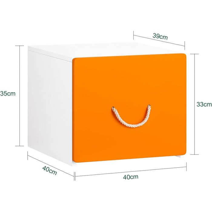 SoBuy - Speelgoedkist - wit met geel - 40x40x35 cm