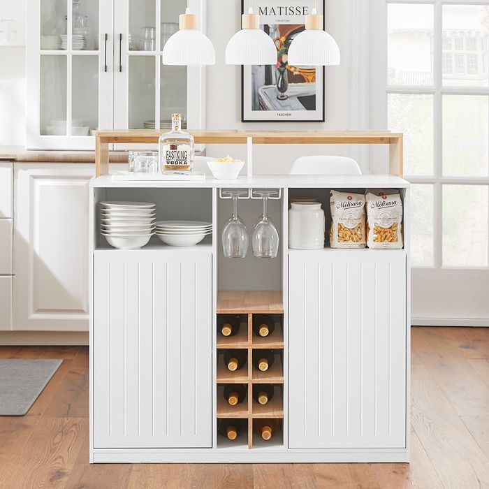 Sobuy Keukeneiland met geïntegreerde tafel - Wit - 102x60x105 cm