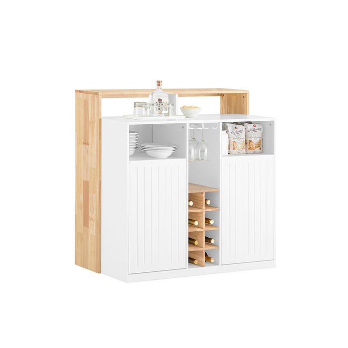 Sobuy Keukeneiland met geïntegreerde tafel - Wit - 102x60x105 cm