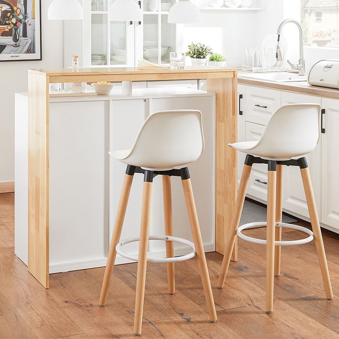Sobuy Keukeneiland met geïntegreerde tafel - Wit - 102x60x105 cm