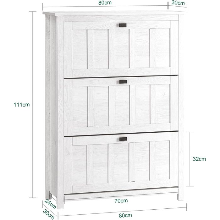 Sobuy schoenenkast - Vintage Wit - 80x30x111 cm