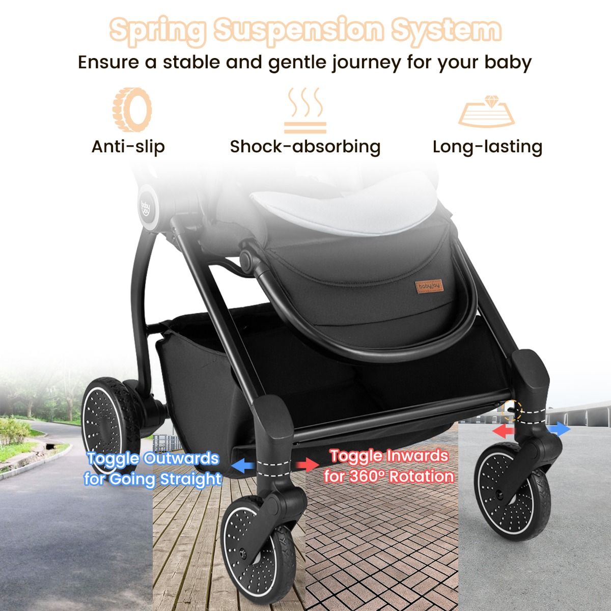 Coast Opvouwbare Kinderwagen met Omkeerbare Zitting – 94 x 51 x 102 cm – Zwart/Grijs
