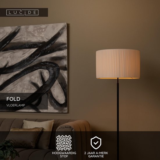 Lucide FOLD - Vloerlamp - Ø 45 cm - 1xE27 - Wit - Japandi