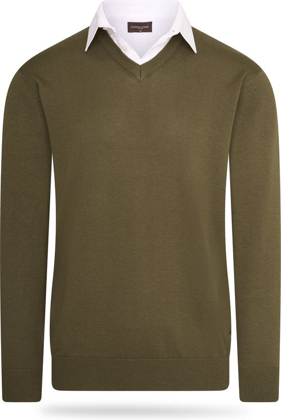 Cappuccino Italia - Heren Trui Mock Pullover - Groen - Maat XL