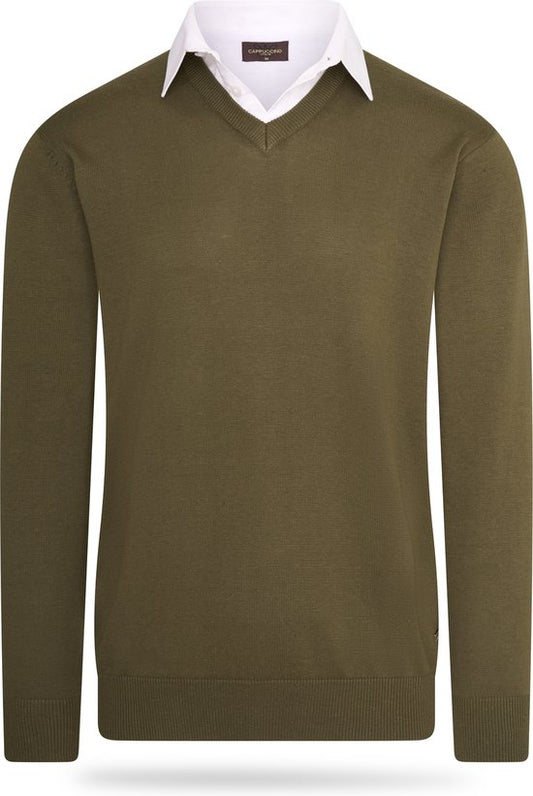 Cappuccino Italia - Heren Trui Mock Pullover - Groen - Maat XL