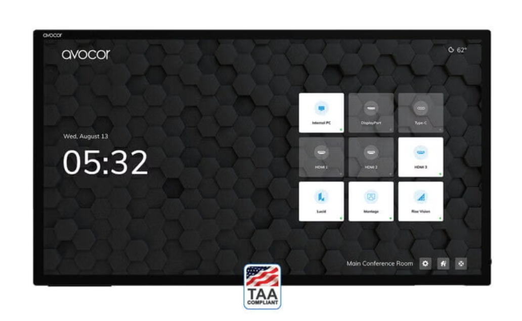 Avocor H20 Series 65 inch 4K LED Touchscreen – 3840 x 2160 – 1493 x 80 x 877 mm – PCAP Touch tot 40 punten