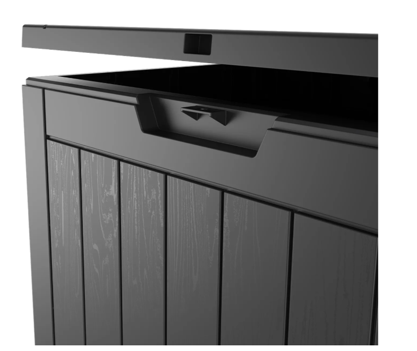 LifeGoods Opbergbox XXS 118L - Tuinkussen Opbergbox - Waterdicht - Weerbestendig - Houtlook - Met Slothouder - Grijs