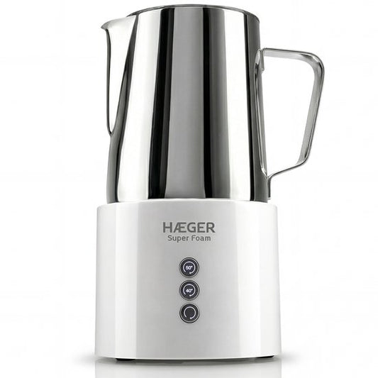Haeger Super Foam Elektrische Melkopschuimer - BPA- & PFAS-Vrij - Warmhoudfunctie & Antikleeflaag - 250 ml - 600W - Handige Melkschuimer - Melkklopper - Wit