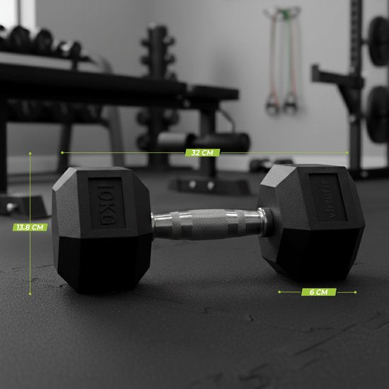 VirtuFit Hexa Dumbbell Pro - 10 kg - Hexagon Dumbbell - Duurzaam en Slijtvast - Krachttraining - Gewicht - CrossFit & Fitness - Geschikt voor Beginners en Professionals - Per Stuk Verkocht