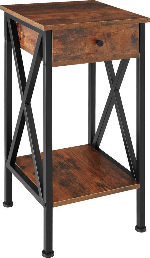 tectake® - Bijzettafel Dayton - industrieel - donkerbruin - 35 x 35 x 70,5 cm - 404451