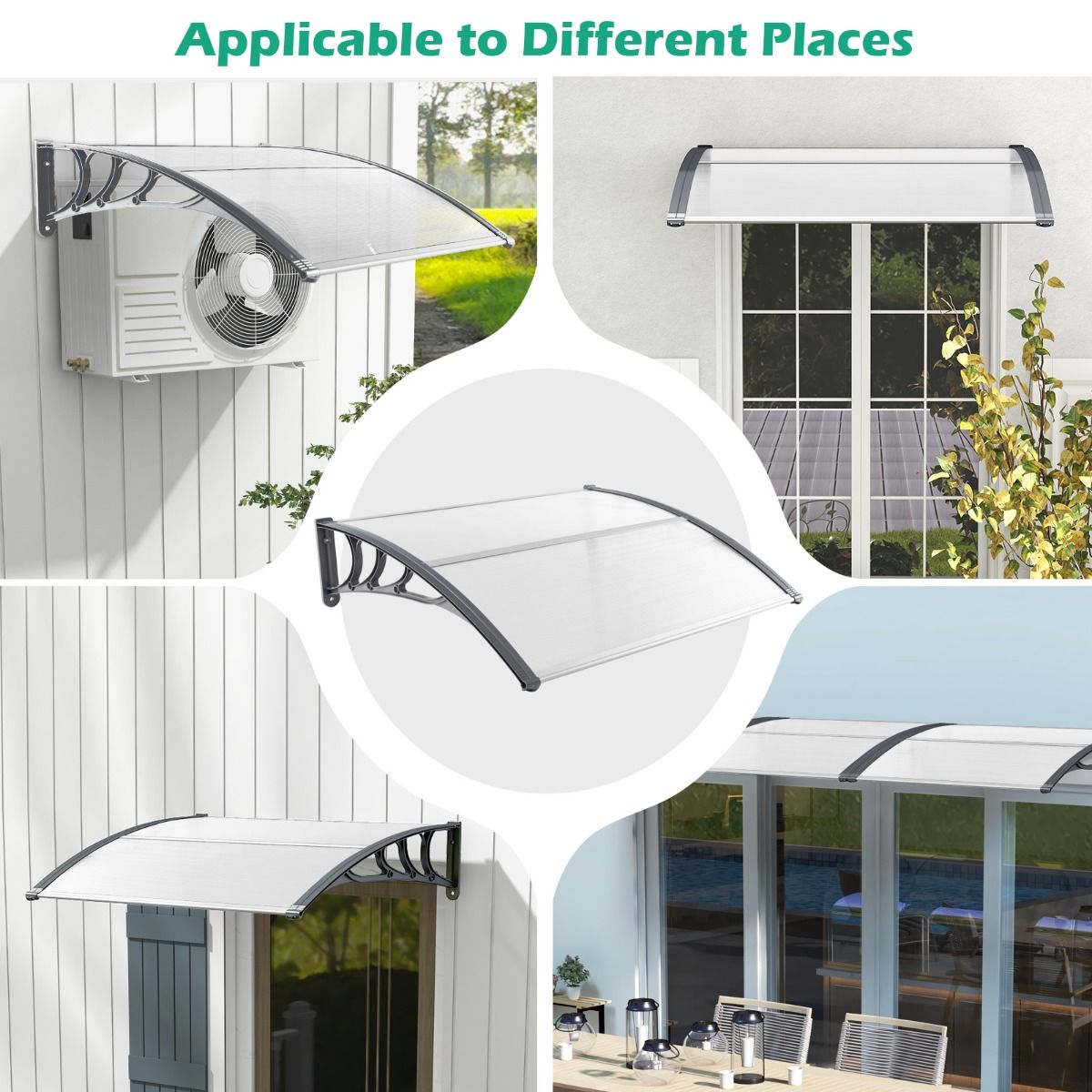 Coast Deur- en Raamluifel - Weerbestendig polycarbonaat - 122 x 99 cm - Grijs en zilver