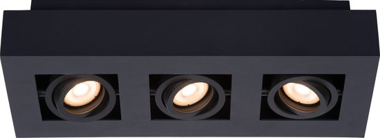 Lucide XIRAX - Plafondspot (Plafondlamp) - LED Dim naar warm - GU10 (MR16) - 3x5W 2200K/3000K - Zwart