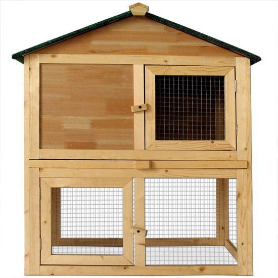 Cadoca Konijnenhok - met ren Kleindierenren 204×45×84 cm - 2 Verdiepingen