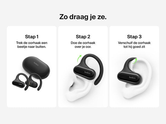 Belkin SoundForm ClearFit – Draadloze Open-Ear Sportoortjes - Zwart