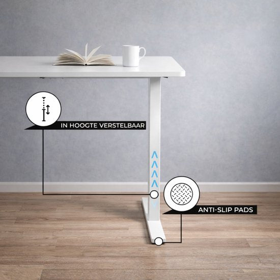 Bayt Zit Sta Bureau - Elektrisch Bureau - In Hoogte Verstelbaar Bureau - 120 x 60 cm - Wit