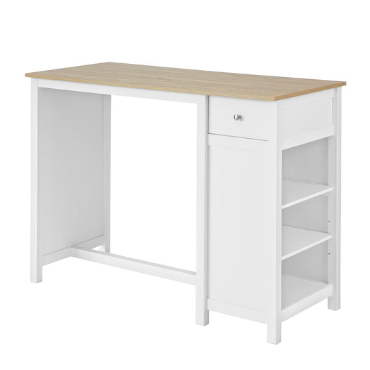 SoBuy Keukentafel met opbergplanken - 120 x 55 x 90 cm - Wit