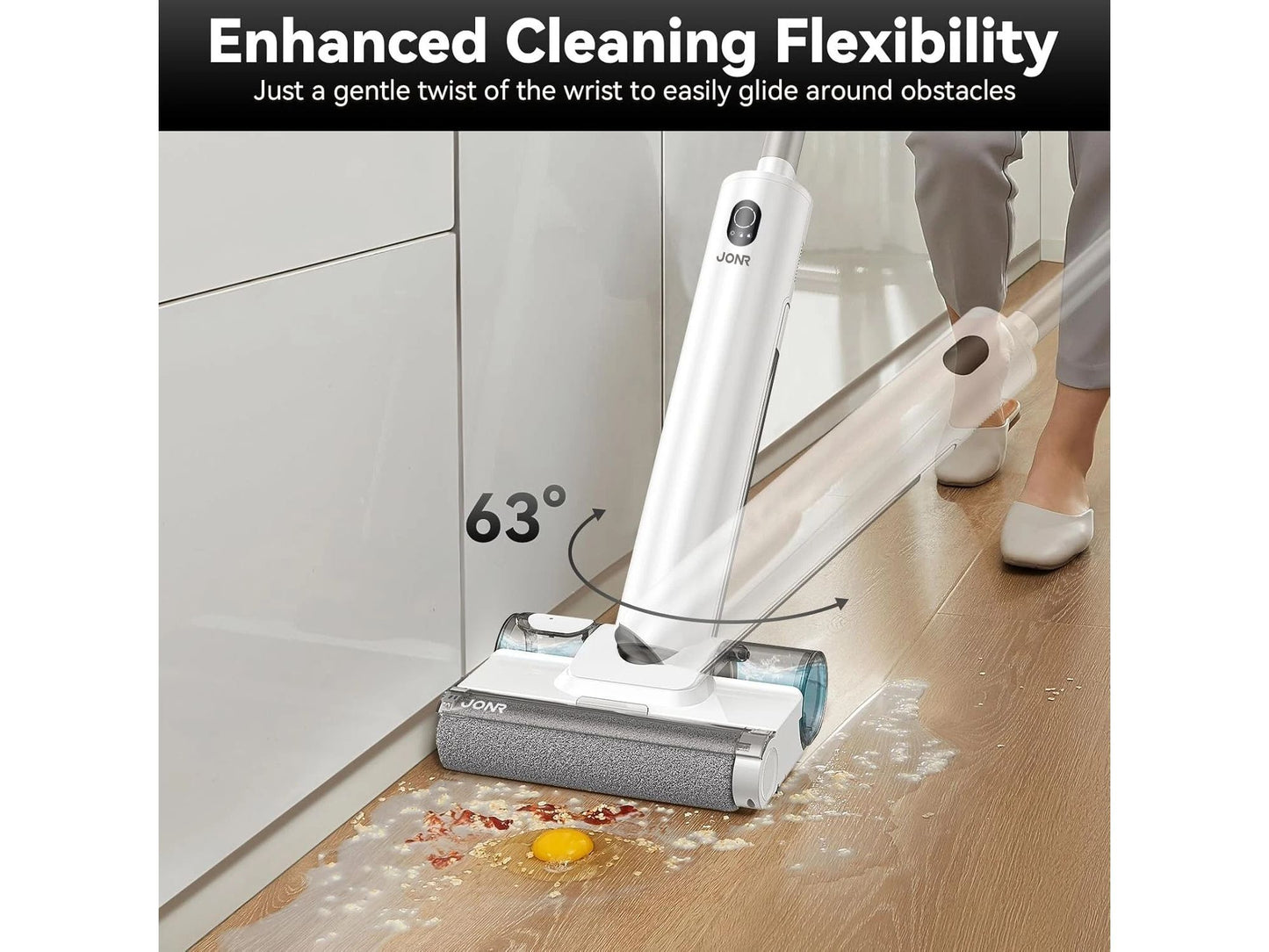 JONR S20 Pro Wet & Dry Stofzuiger Met Basisstation – 180° Platliggend Design – Natte En Droge Vloerreiniger – Wit