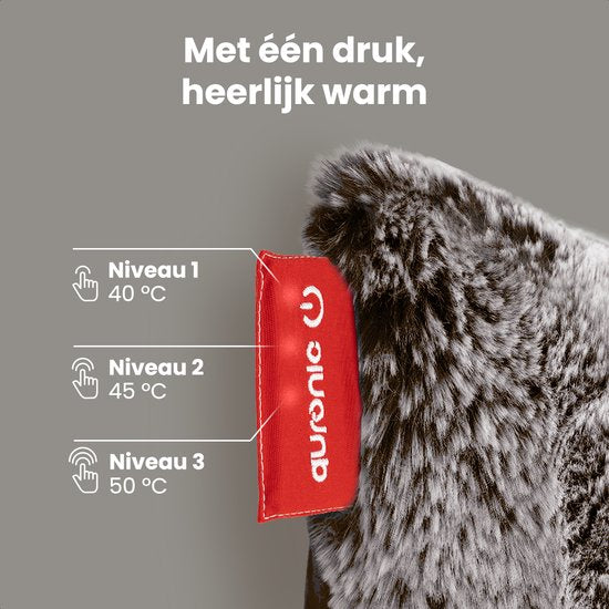 Auronic Warmtekussen - Teddy - 45x45 - Draadloos - Oplaadbaar - Elektrisch kussen - Infrarood - Grijs