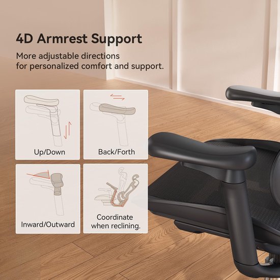 SIHOO Doro C300 Ergonomische Bureaustoel - 3D Armleuningen - Zelfaanpassende Lendensteun - Slim Gewichtsmechanisme - Mesh Rugleuning - 3 Kantelstanden - TUV/SGS Gecertificeerd - Tot 150kg - 70x69x128cm——Zwart