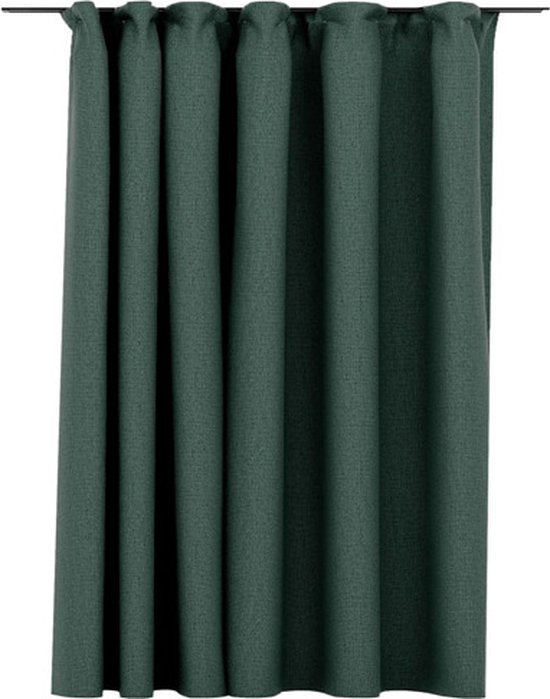 vidaXL - Gordijn - linnen-look - verduisterend - met - haken - 290x245 - cm - groen