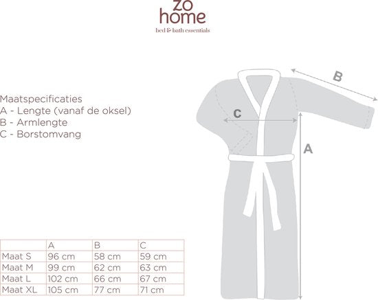 Zohome Badjas Cara - Kamerjas voor Dames en Heren - L - Ochtendjas - Geschikt voor de Sauna - Blauw