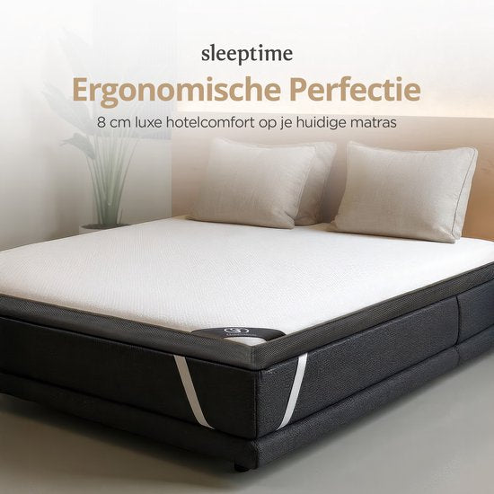 Sleeptime Twin Motion Topper 140x200 cm - Topdekmatras - Matrastopper - Hybride Gel Traagschuim - Medium Hardheid - 8 cm Dik