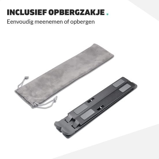 LURK® laptop standaard verstelbaar – Ergonomische Laptophouder – Opvouwbaar – Notebook/boek/tablet – Aluminium – 11 t/m 17 inch - Zwart