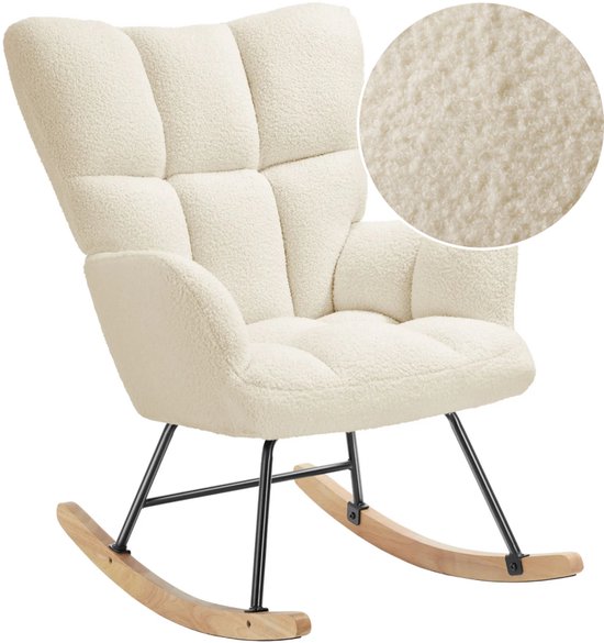 SITTT Schommelstoel - Relaxstoel babykamer - Fauteuil - Voedingsstoel - Roomwit - Beige