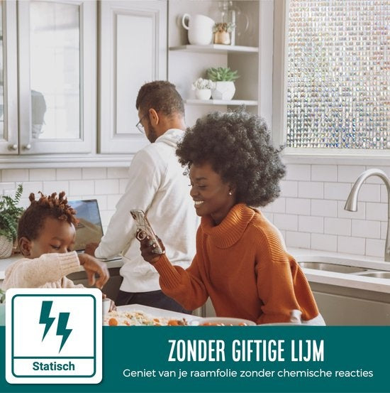 Homewell Raamfolie HR++ 60x200cm - Zonwerend & Isolerend - Statisch - Regenboog Mozaïek