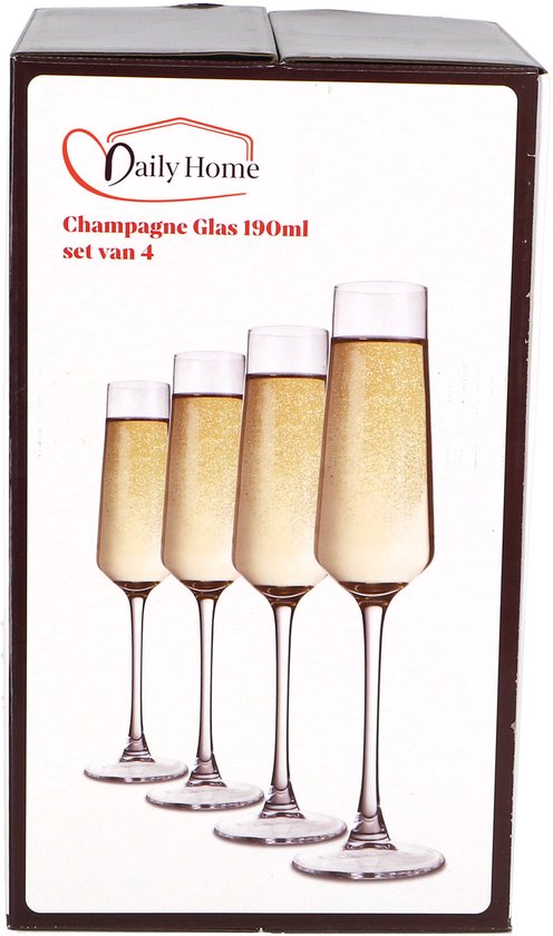 Daily Home champagne glazen set - 4 stuks luxe glaswerk.