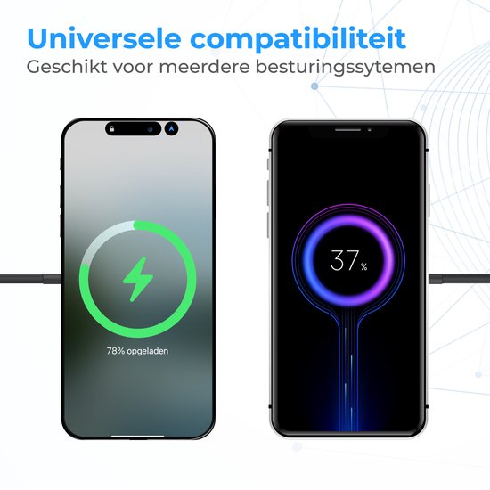 Nuvance Draadloze Oplader 15W - Draadloos Oplader - Geschikt voor MagSafe - USB C - Snellader - Wireless Charger - Zwart