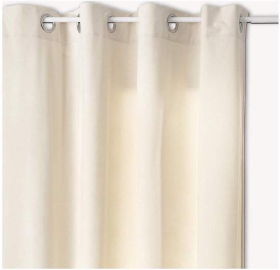 Atmosphera gordijn lilou - L260 x B140 cm - ivoor wit - polyester - met ringen
