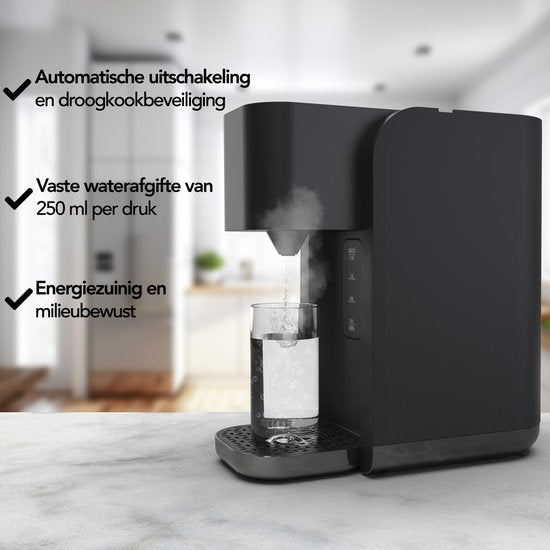 Aviro Heetwaterdispenser - Heetwatertap - 100°C - Luxe Instant Waterkoker - 2200W - 1,5L Zwart