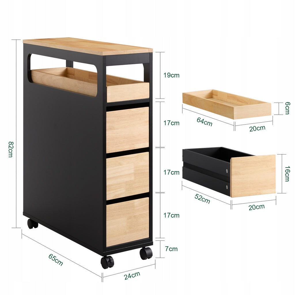 SoBuy Archiefkast - BZR54-SCH - MDF & Bamboe - Tot. 40kg - 24x82x65cm - Zwart