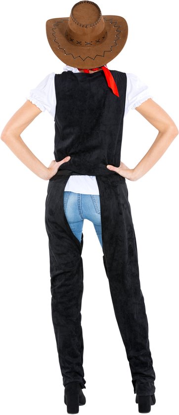 Dressforfun vrouwenkostuum cowgirl wild Amber S - verkleedkleding kostuum halloween verkleden feestkleding carnavalskleding carnaval feestkledij partykleding - 300559