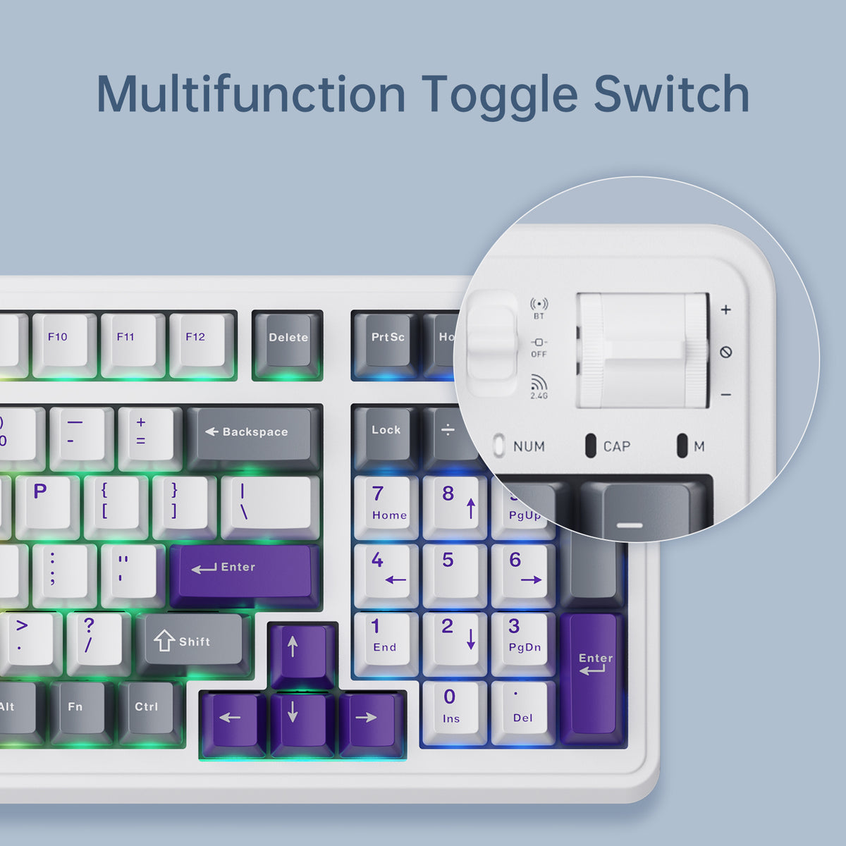 Machenike KG98 mechanisch gamingtoetsenbord - US QWERTY - paars/goud