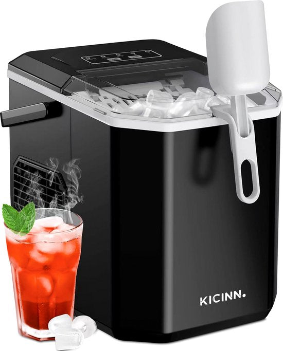 Kicinn IJsblokjesmachine - IJsblokjes Machine - IJsblokjesmaker - IJsschep - 12kg/24uur - Zelfreinigingsfunctie - Zwart