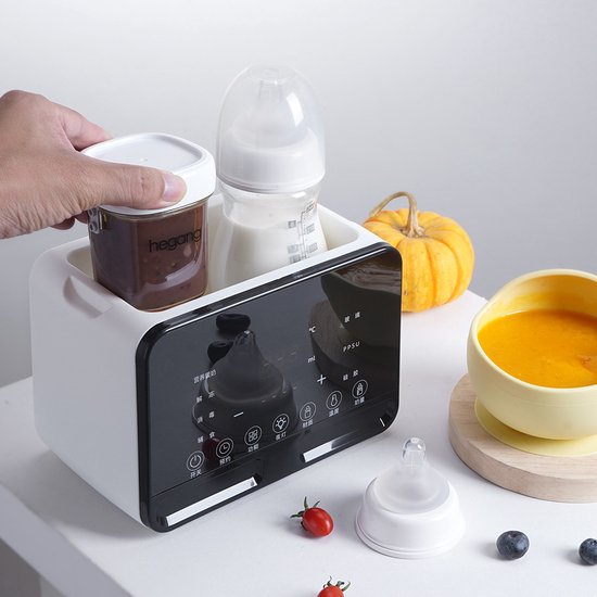 Fuegobird Dubbele Flesverwarming - Digitale Display Temperatuur - Opwarmen van Zuigelingenvoeding/Moedermelk/babyvoedsel - Snel Opwarmen - Stoomsterilisatie - Warmhouden en Ontdooien - Past op 2 Flessen - Zwart wit