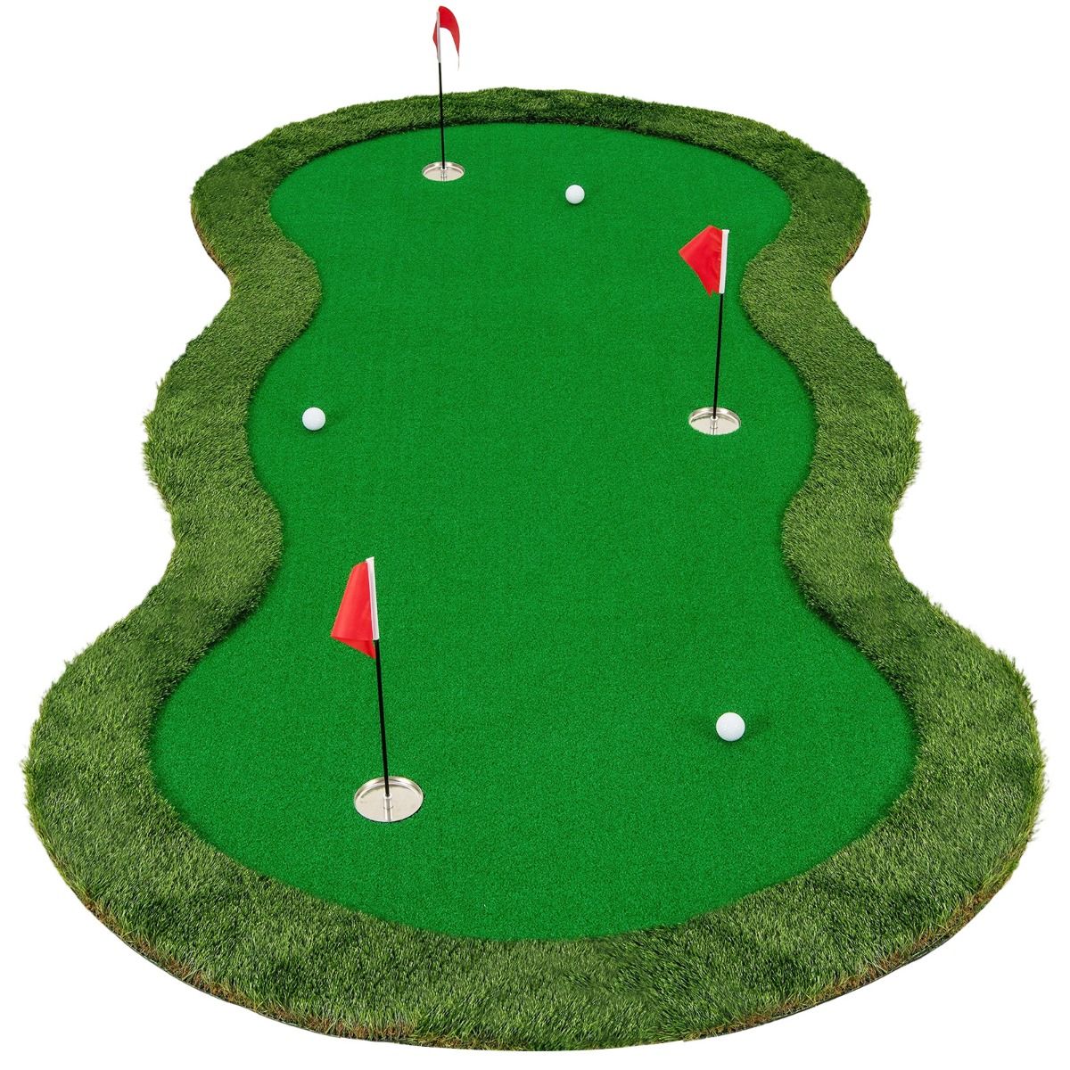 Coast Golf Puttingmat - 3 gaten - inclusief golfballen en vlaggen - 300 x 150 cm - groen