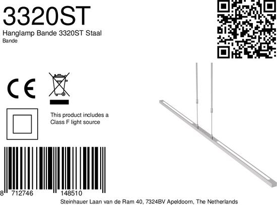 Steinhauer - hanglamp - Bande - staal - acryl metaal - design lamp - LED - 3320ST