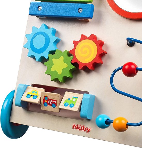 Nûby - Interactieve Houten Looptrainer - Educatief babyspeelgoed – 10m+