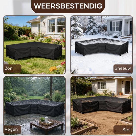 Villux Beschermhoes Tuinbank - Beschermhoes Tuinmeubelen - Hoes Tuinmeubelen - Hoes Tuinset - Loungeset - Waterdicht - Hoes Loungeset - 420D - 300/98 x 300/98 x 70cm