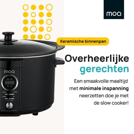 MOA Slowcooker Digitaal - 6,5 liter - Zwart - BPA vrij - SC65DB