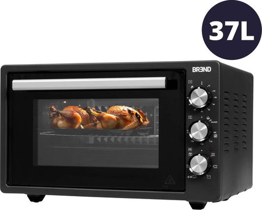 BREND BR-2210 Vrijstaande elektrische oven - 37 Liter - Mini oven - 1500W - met zelfreinigingsfunctie - 90 min. Timer - Incl. accessoires - tot 240 graden - Zwart
