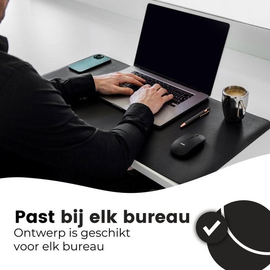 WURK Professionele Bureau Onderlegger Kunstleer – Bureau Organizer – Bureau Accessoires – Muismat XXL– Inclusief Kabel Clip – 80x40 – Zwart