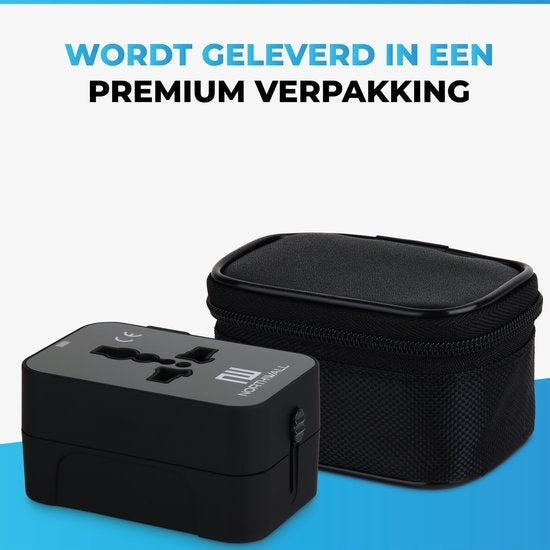 Northwall Universele Wereldstekker met 2 Fast Charge USB Poorten - Internationale Reisstekker voor 150+ Landen - Engeland, Amerika, Zuid Afrika, USA, Italië, Uk, Australië, India, ...