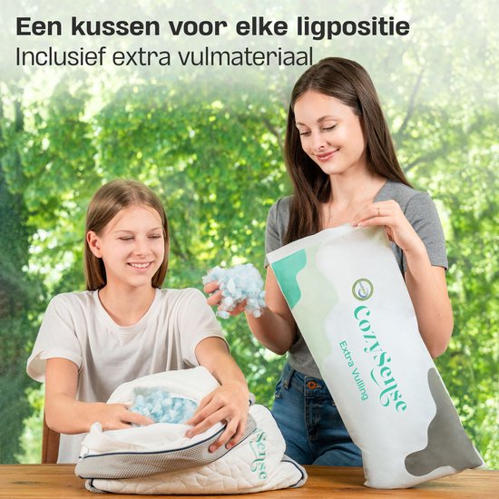 CozySense® Kinderkussen - Hoofdkussen Kind - Peuterkussen - Versnipperd Traagschuim + Micro-Vezels - Verkoelende Technologie - Vulbaar - Incl. Extra 100g Schuim - 40x55 cm - Kinderen 2-12 jaar