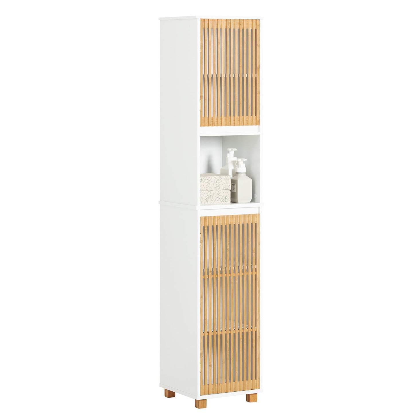 SoBuy Kolomkast - BZR127-W - Badkamer - 33 x 33 x 165 cm - Wit