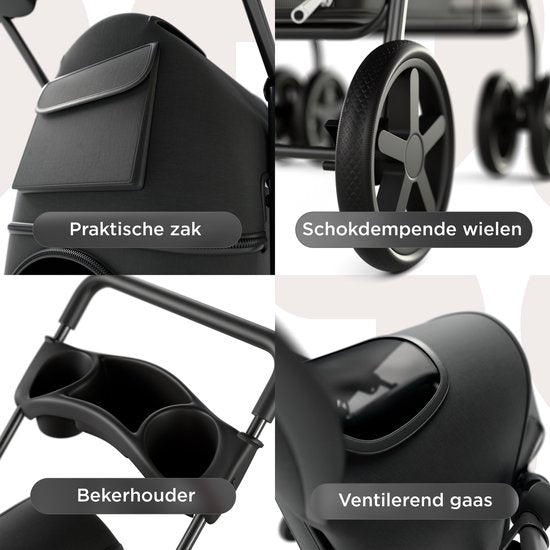 Trevopet® Hondenbuggy Inklapbaar - Wandelwagen - Buggy voor Kleine en Middelgrote Honden tot 15 kg - Waterafstotend met Bekerhouder - Zwart