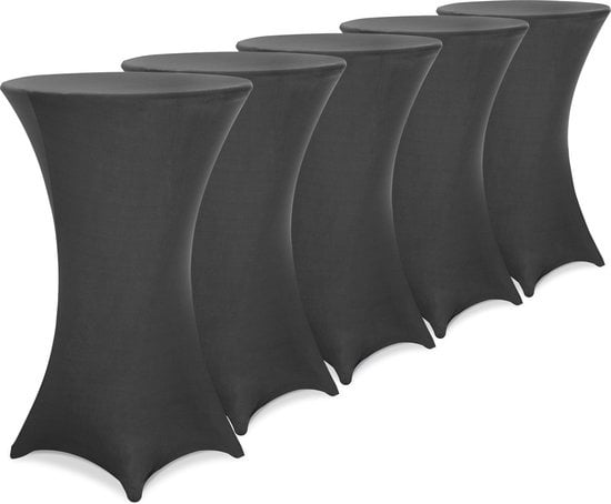 Statafelrok – 5 Stuks Ø 80-85cm Stretch - Antraciet